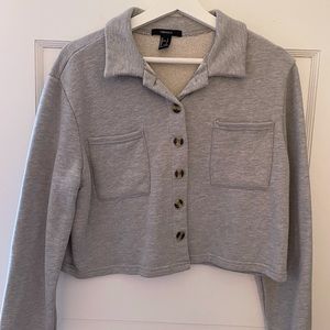 Cropped Button Down Sweatshirt